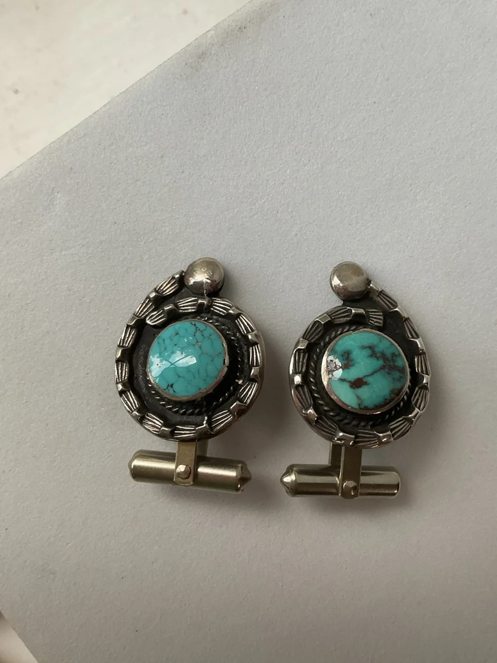 Vintage Sterling Turquoise Native American CuffLinks
